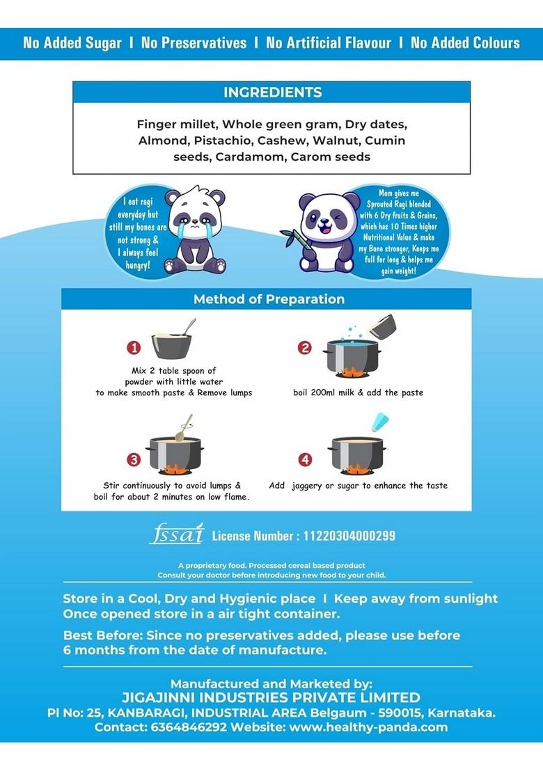 Healthy Panda Organic Sprouted Ragi Dry Fruit Porridge (400G) – Nutritious Sprouted Ragi Powder For Babies, Toddler Food, Baby Cereal For 6 Months+, Healthy Baby Food With Dry Fruits, Ideal For Growth, Development, And Easy Digestion.