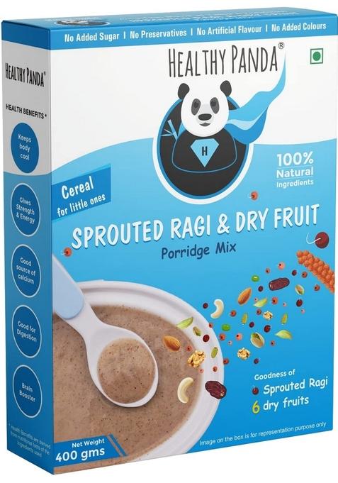 Healthy Panda Organic Sprouted Ragi Dry Fruit Porridge (400G) – Nutritious Sprouted Ragi Powder For Babies, Toddler Food, Baby Cereal For 6 Months+, Healthy Baby Food With Dry Fruits, Ideal For Growth, Development, And Easy Digestion.