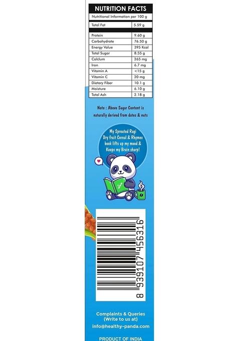 Healthy Panda Organic Sprouted Ragi Dry Fruit Porridge (400G) – Nutritious Sprouted Ragi Powder For Babies, Toddler Food, Baby Cereal For 6 Months+, Healthy Baby Food With Dry Fruits, Ideal For Growth, Development, And Easy Digestion.