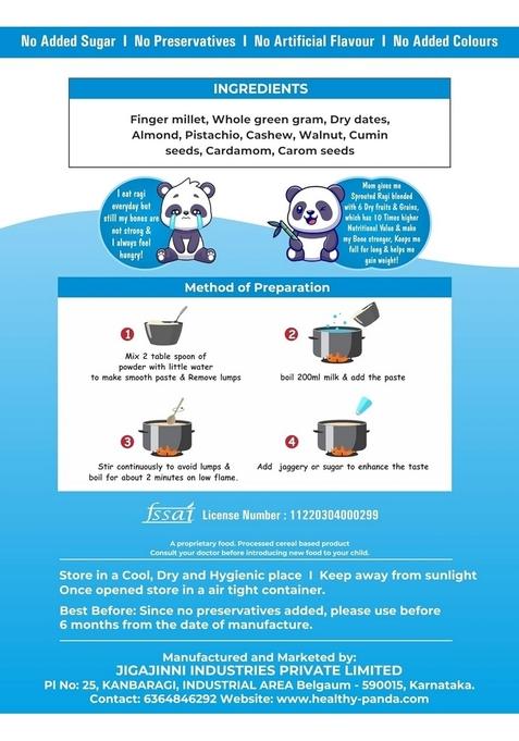 Healthy Panda Organic Sprouted Ragi Dry Fruit Porridge (400G) – Nutritious Sprouted Ragi Powder For Babies, Toddler Food, Baby Cereal For 6 Months+, Healthy Baby Food With Dry Fruits, Ideal For Growth, Development, And Easy Digestion.