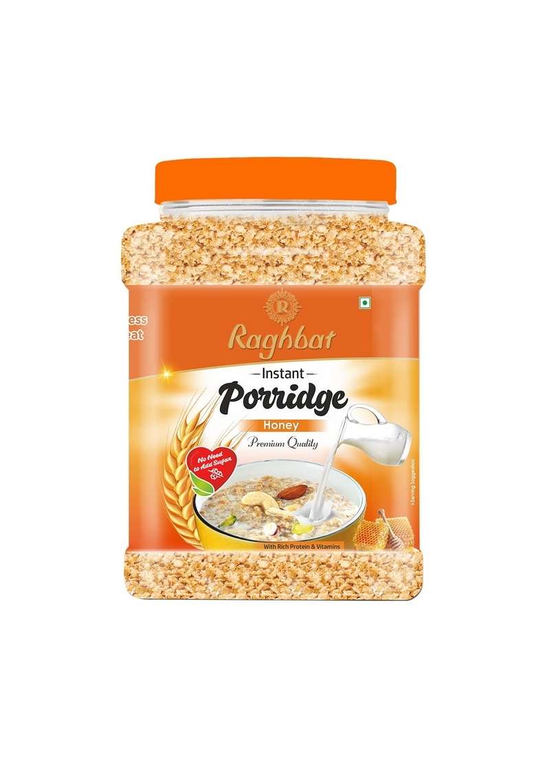 Raghbat High Fiber Instant Roasted Porridge Honey Flavor With Proteins & Vitamins – 750Gm (Pack Of 1 Jar) Nutritious Breakfast Cereals, (Daliya/Dalia) - Indya