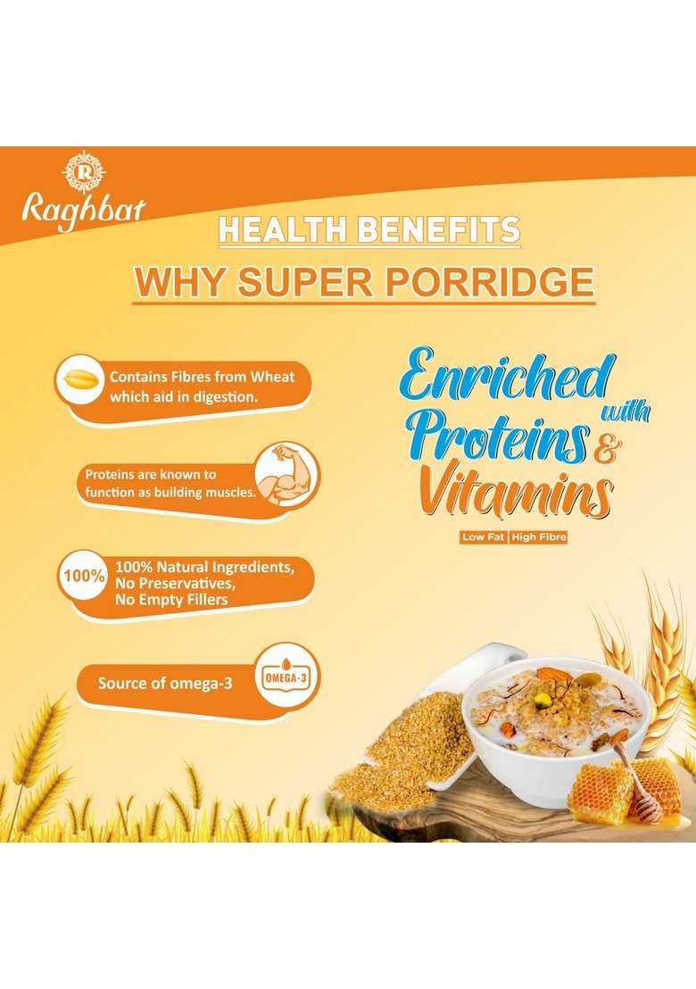 Raghbat High Fiber Instant Roasted Porridge Honey Flavor With Proteins & Vitamins – 750Gm (Pack Of 1 Jar) Nutritious Breakfast Cereals, (Daliya/Dalia) - Indya