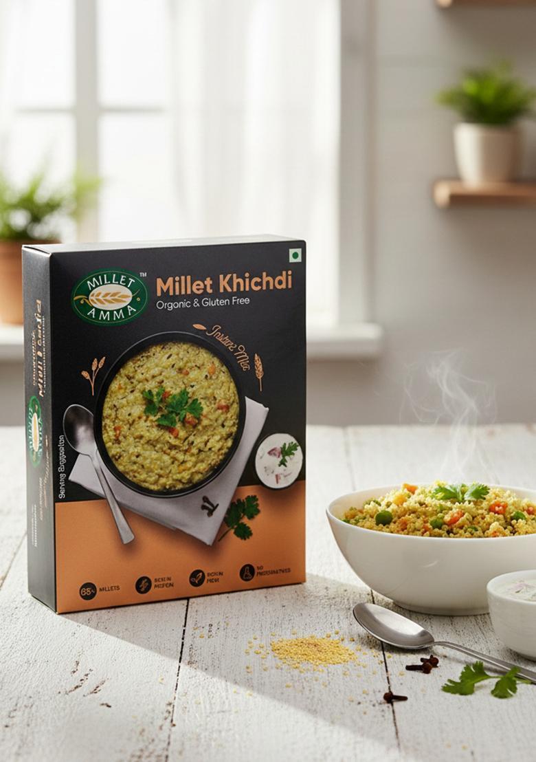Millet Amma Certified Organic Millet Khichdi Mix | 250 Gms Pack | 65% Millet Content | Easy & Ready To Cook | Instant Millet Breakfast Mix | Rich In Protein & High Fiber | 100% Vegan