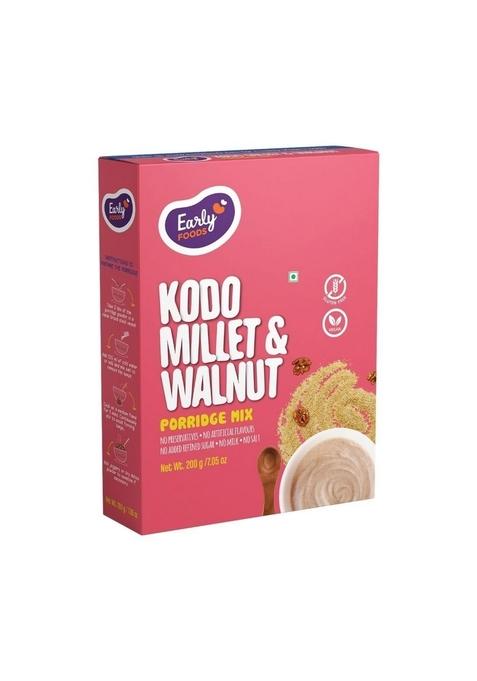 Early Foods - No Added Sugar No Salt Porridge - Kodo Millet Cereal With Walnuts Porridge Mix | Kids Cereal | Cooks In 5 Mins | No Preservatives | No Milk Powder 200G