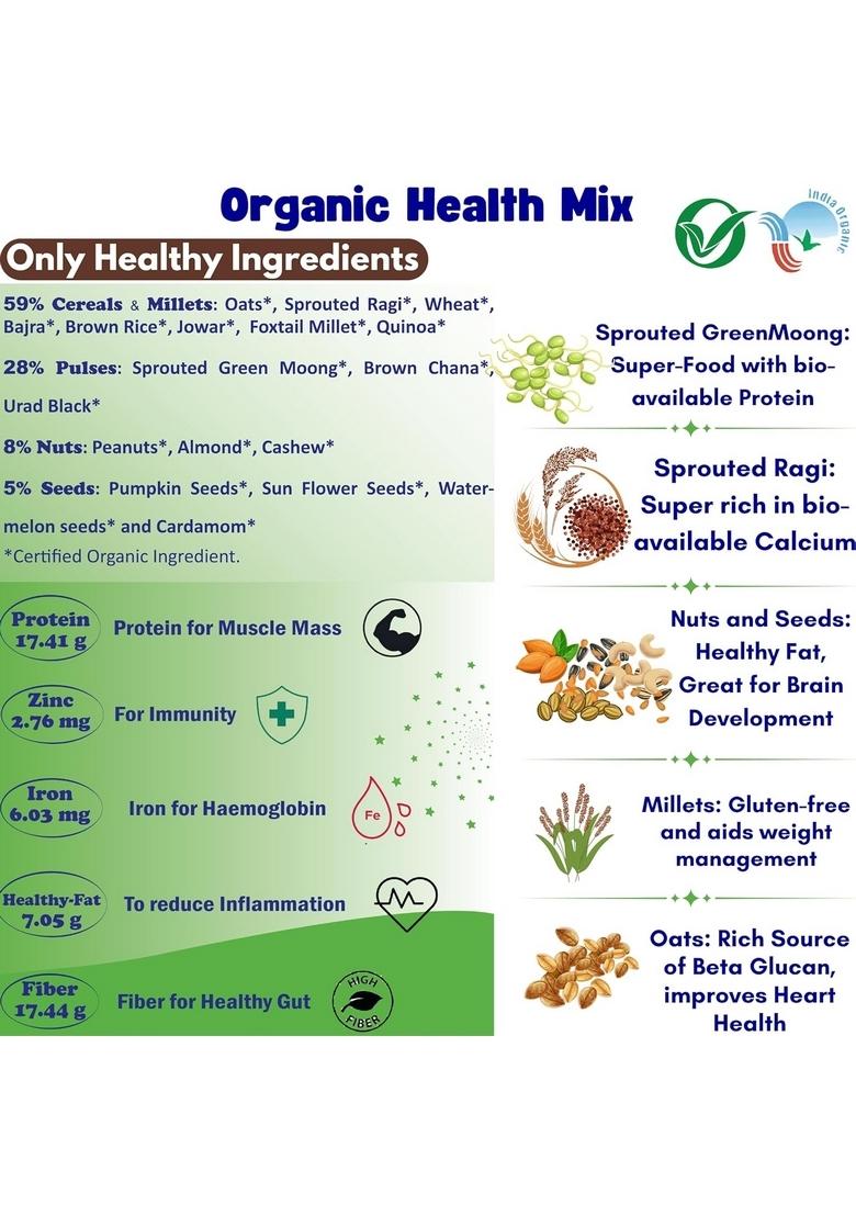 Tummyfriendly Foods Organic Health Mix Powder For Baby Kids 2 Year Old | Baby Food For 2+ Year Old | Maximum Nutrition From Real Food. Available In Trial Baby Pack. 800G