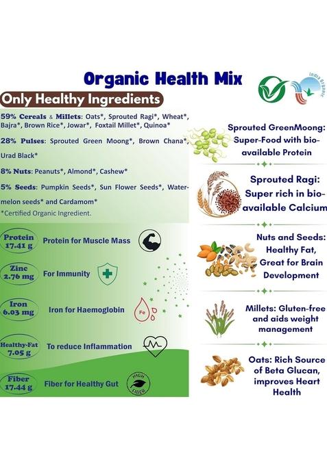 Tummyfriendly Foods Organic Health Mix Powder For Baby Kids 2 Year Old | Baby Food For 2+ Year Old | Maximum Nutrition From Real Food. Available In Trial Baby Pack. 800G