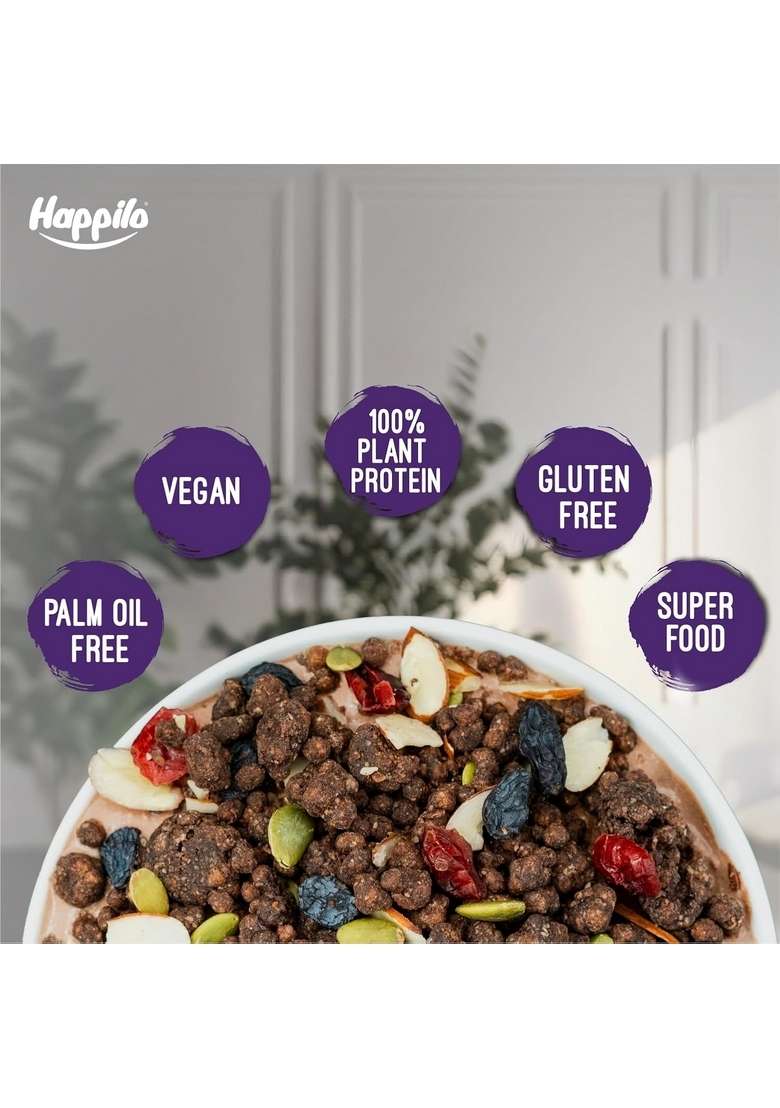 Happilo Chocolate Muesli 450G, 60% Nuts, Seeds And Multigrain, 11 In 1 Power Breakfast, High In Fiber, Protein - Indya