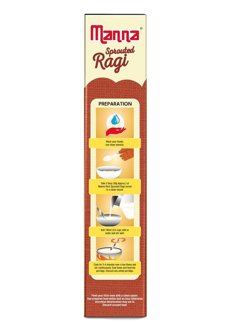 Manna Sprouted Ragi Powder, Porridge Mix, No Added Sugar, Colour, Flavour, Salt. 250G
