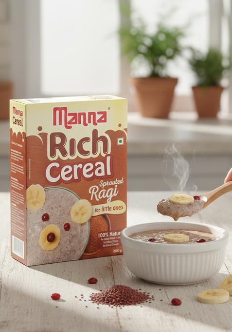 Manna Sprouted Ragi Powder, Porridge Mix, No Added Sugar, Colour, Flavour, Salt. 250G