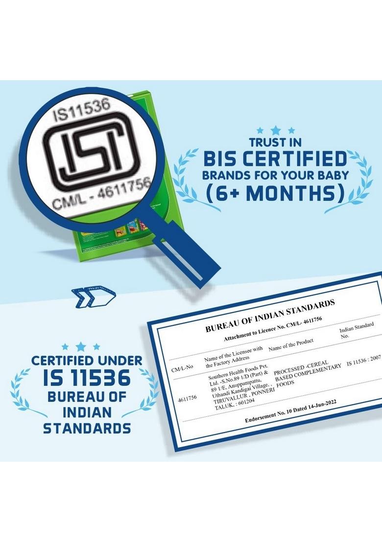 Manna Baby Cereal. No Added Sugar, Baby Food Safe For 6-24 Months, Bis Approved Cereal Based Complimentary Food, Sprouted Millets & Pulses For Easy Digestion. Allergen Free. Sprouted Ragi & Rice 200G