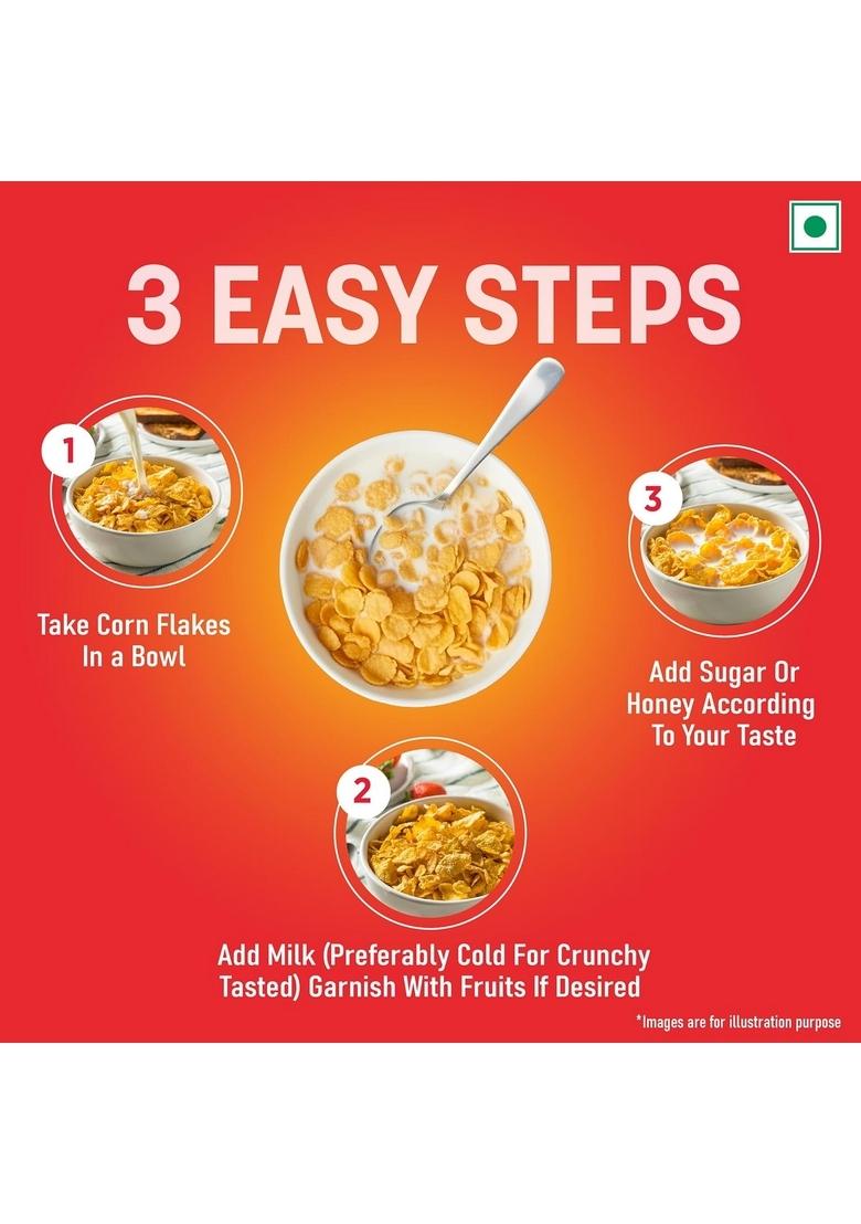Kwality Corn Flakes 1Kg | Made With Golden Corns | 99% Fat Free, Natural Source Of Vitamin & Iron | High In Protein & Fiber | Healthy Breakfast Cereal