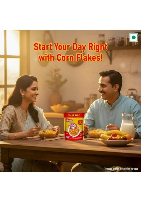 Kwality Corn Flakes 1Kg | Made With Golden Corns | 99% Fat Free, Natural Source Of Vitamin & Iron | High In Protein & Fiber | Healthy Breakfast Cereal