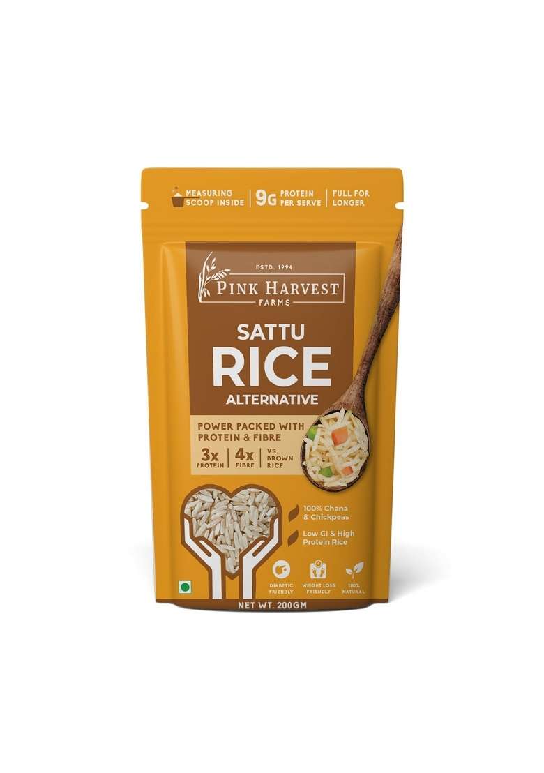 Pink Harvest Farms Sattu Rice Alternative | Daibetic Friendly | High Protein | Low Gi | Gluten Free | (200 G (Pack Of 1)) - Indya