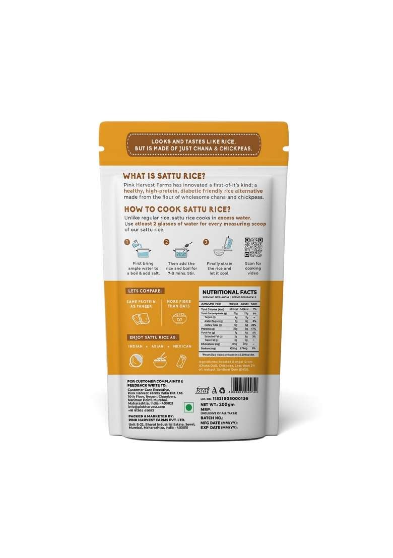 Pink Harvest Farms Sattu Rice Alternative | Daibetic Friendly | High Protein | Low Gi | Gluten Free | (200 G (Pack Of 1)) - Indya