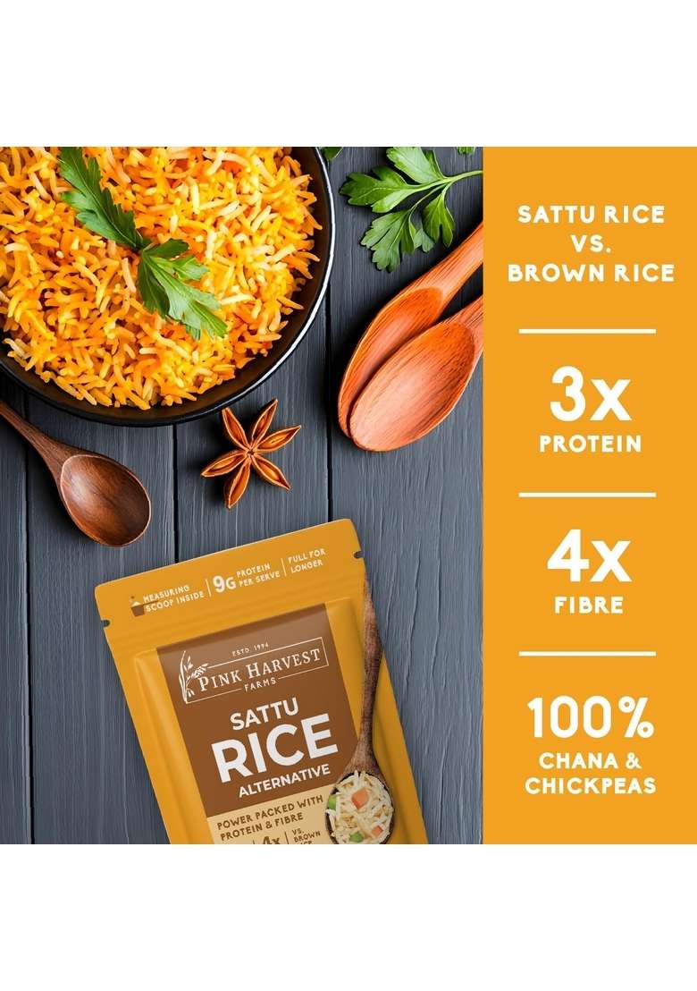 Pink Harvest Farms Sattu Rice Alternative | Daibetic Friendly | High Protein | Low Gi | Gluten Free | (200 G (Pack Of 1)) - Indya