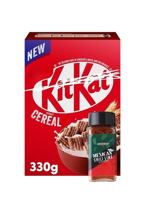 Fruitjoy Kit.Kat Chocolatey Cereal, Breakfast Cereal Made With Whole Grain, 330G (Imported) + Free Chilli Lime Seasoning