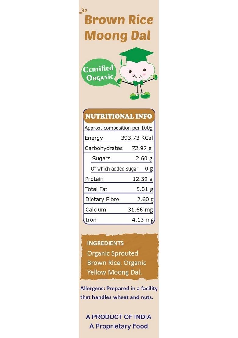 Tummyfriendly Foods Certified Organic Sprouted Brown Rice, Red Lentil, Spinach, Green Peas Porridge Mix | Khichdi Mix | Organic Baby Food For 8 Months Old | Excellent Weight Gain Baby Food | 200G (Brownricemoongdal)