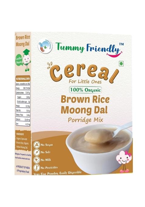 Tummyfriendly Foods Certified Organic Sprouted Brown Rice, Red Lentil, Spinach, Green Peas Porridge Mix | Khichdi Mix | Organic Baby Food For 8 Months Old | Excellent Weight Gain Baby Food | 200G (Brownricemoongdal)