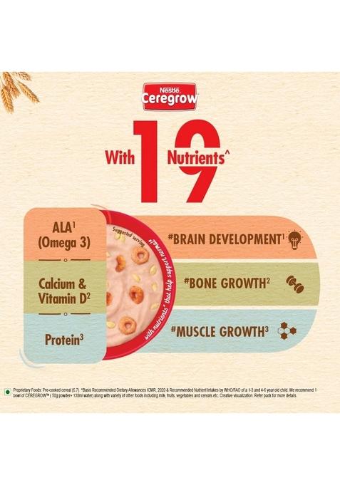 Ceregrow No Refined Sugar | Multigrain, Milk & Fruits Cereal | Source Of Iron,Omega 3, Protein, Calcium | 19 Nutrients |Extra Saver Multipack (12 Units X 50G) 600G