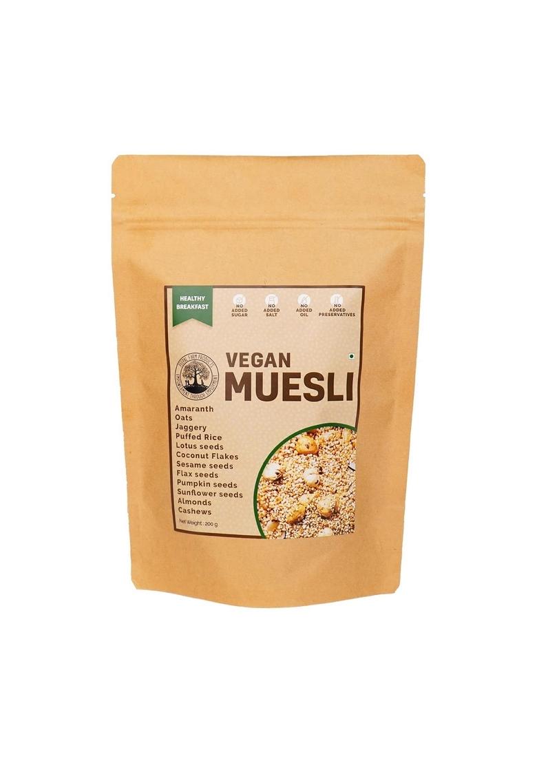 Peepal Farm Vegan Muesli | Handmade Wholegrain Breakfast Cereal | No Added Artificial Flavors & Preservatives | Pack Of 2 (200G Each)