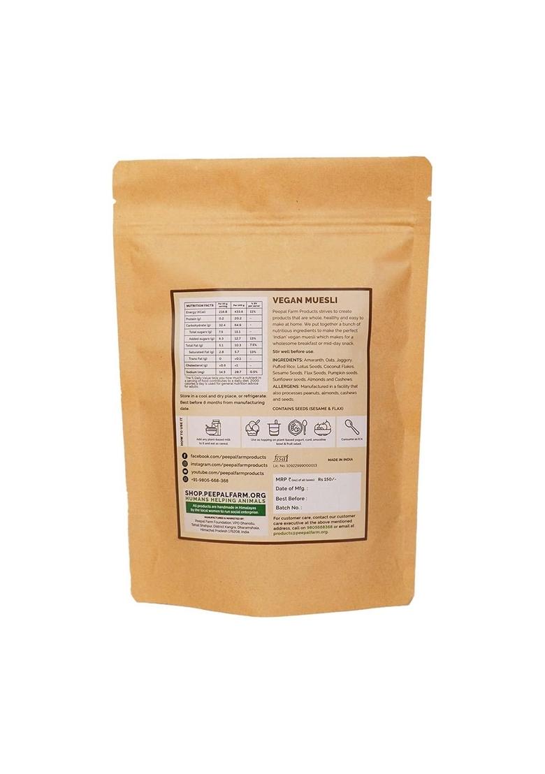 Peepal Farm Vegan Muesli | Handmade Wholegrain Breakfast Cereal | No Added Artificial Flavors & Preservatives | Pack Of 2 (200G Each)
