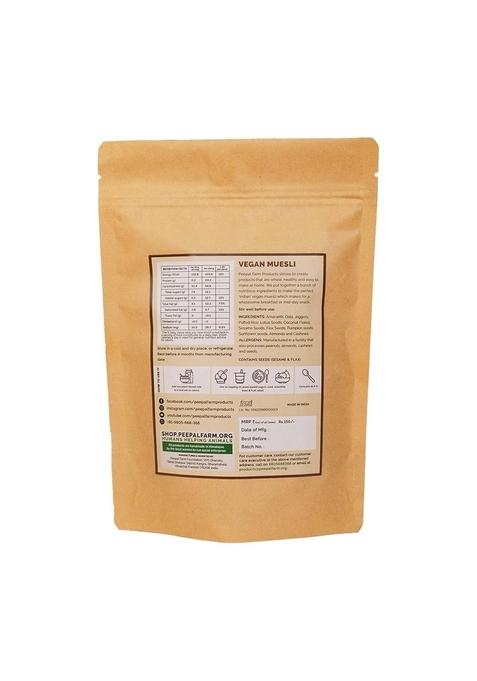 Peepal Farm Vegan Muesli | Handmade Wholegrain Breakfast Cereal | No Added Artificial Flavors & Preservatives | Pack Of 2 (200G Each)