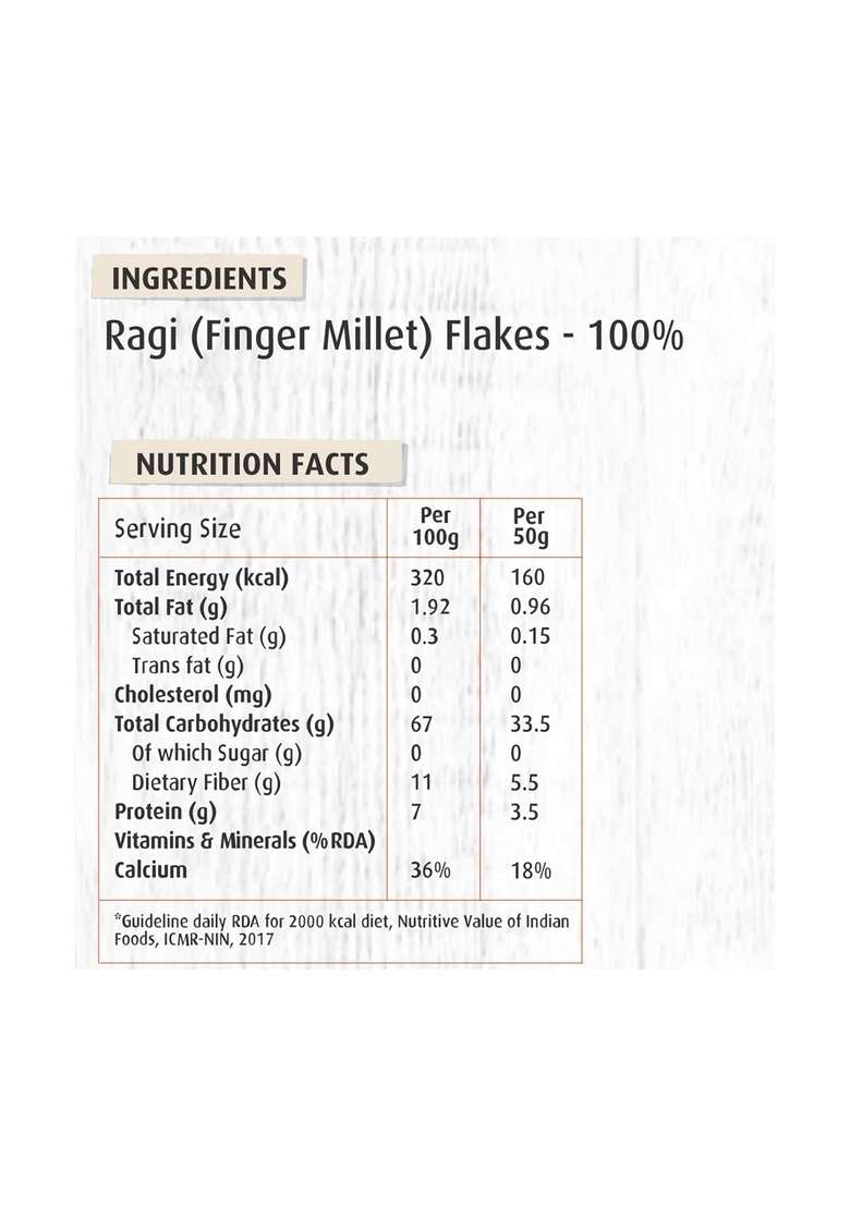 Health Sutra Ragi Flakes, 500 Gm - Gluten Free, Calcium & Dietary Fibre Rich Breakfast - Unflavored & Toasted Alternative To Oats - Indya
