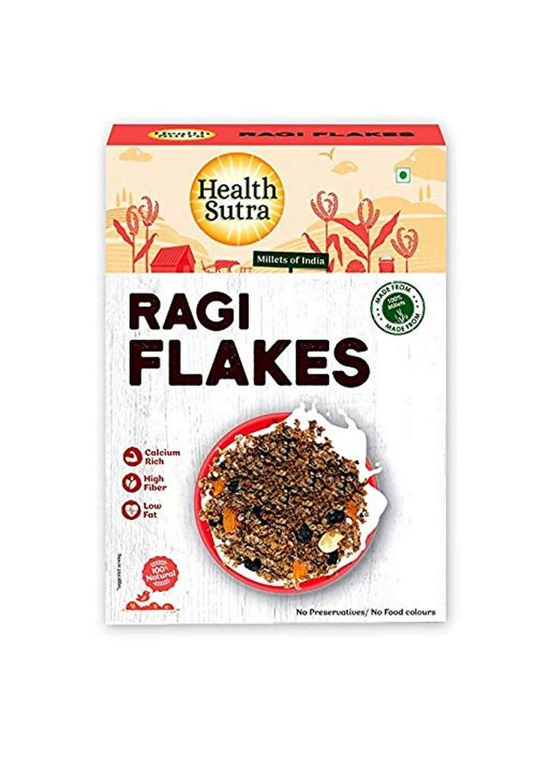Health Sutra Ragi Flakes, 500 Gm - Gluten Free, Calcium & Dietary Fibre Rich Breakfast - Unflavored & Toasted Alternative To Oats - Indya