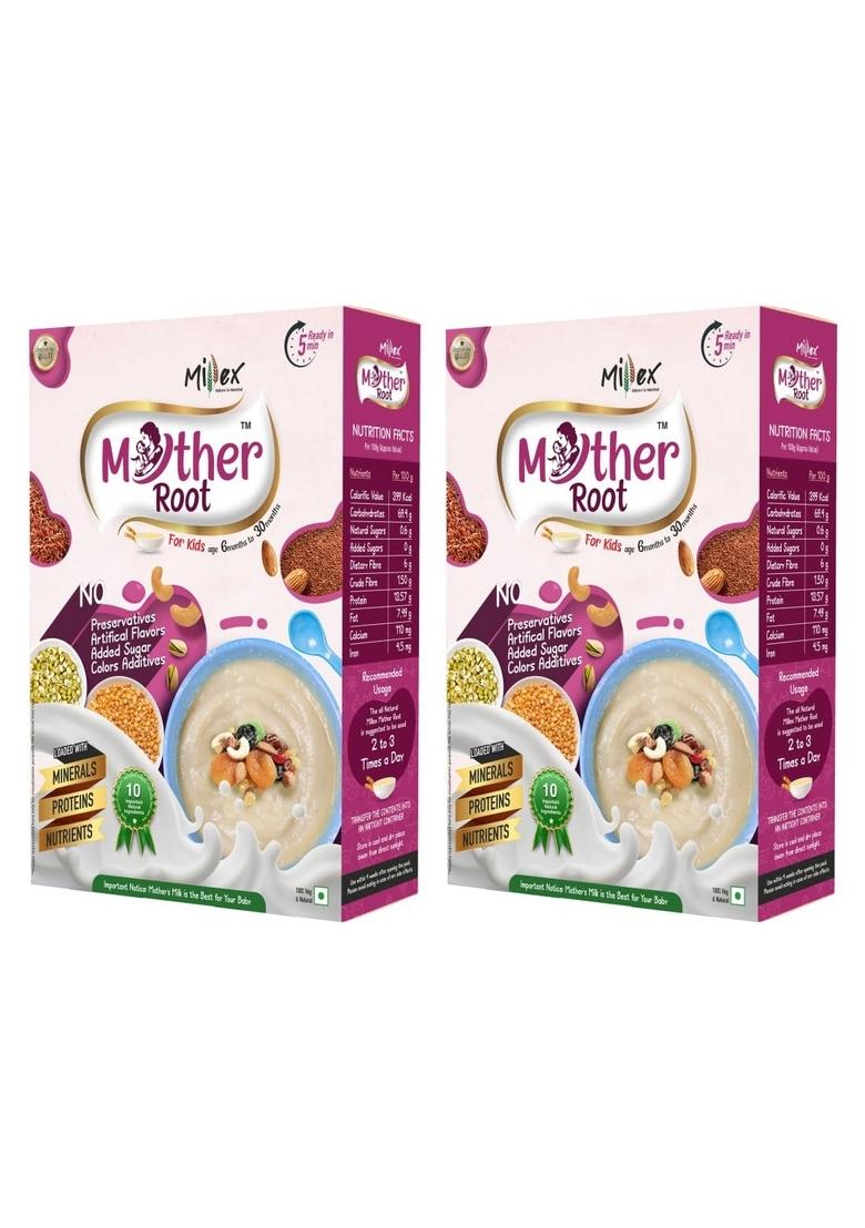 Millex Mother Root- Pack Of 2 (1Kg) | Food From (6+Months)| Sprouted Multi-Grain Millets, Dry Fruits, Spices | Natural Healthy Cereals Mix | Double Filtered Organic Porridge (1000)