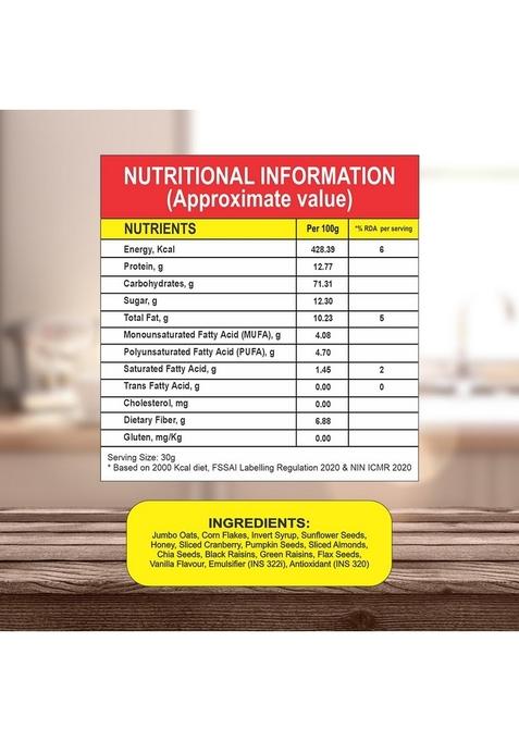 8Am Muesli Gluten Free, Wholegrain Breakfast Cereal Flakes, Dry Fruits, Flax, Chia, Pumkin Seeds And A Blend Of Honey, Roasted Nuts And Seeds, 425G | Protein & Fiber Rich, Cholesterol Free