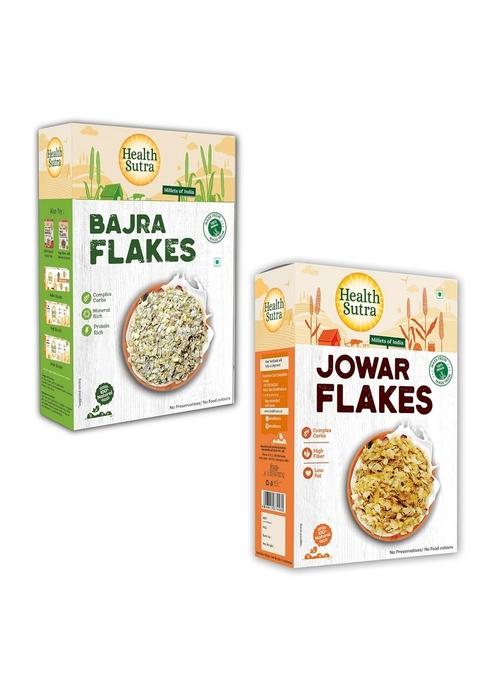 Health Sutra Millets Flakes Combo - Jowar Flakes & Bajra Flakes (500Gm Each) Millets Cereal For Breakfast, High Protein, Diet Food For Weight Loss,100% Natural, Use Like Oats/Corn Flakes