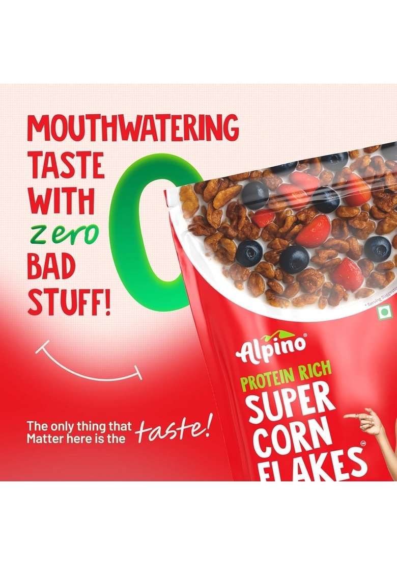 Alpino Protein-Rich Super Corn Flakes Chocolate 750G - 13% Protein, Natural Peanut Butter, Brown Sugar - Source Of Healthy Fats & Dietary Fibre, Added Vitamins & Minerals - Indya