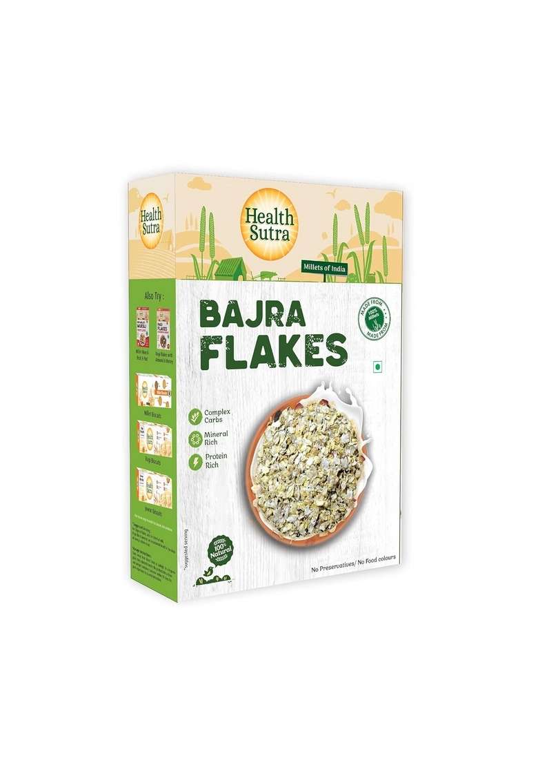 Health Sutra Bajra Flakes - 500Gms, Gluten Free, Mineral Rich & Protein Rich Breakfast - Unflavored & Toasted Alternative To Oats - Indya