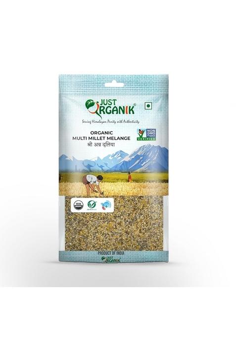 Just Organik - Organic Multi Millet Melange (500G) - Shree Anna Dalia, Gluten-Free, High-Fiber Diet, Healthy Breakfast Option, Perfect For Porridge & Khichdi, 100% Organic, Suitable For All Ages