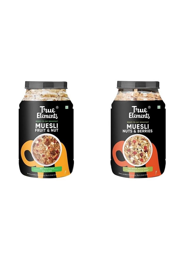 True Elements Fruit And Nuts Muesli 1Kg & True Elements Nuts & Berries Muesli 1Kg