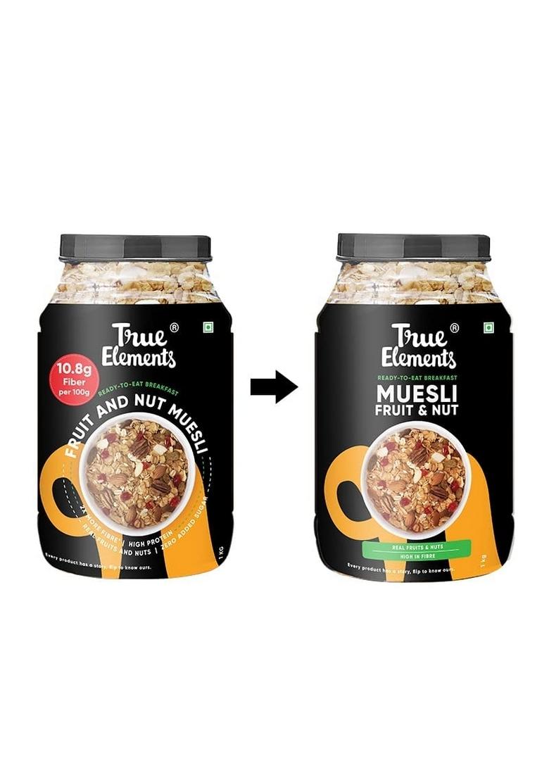 True Elements Fruit And Nuts Muesli 1Kg & True Elements Nuts & Berries Muesli 1Kg