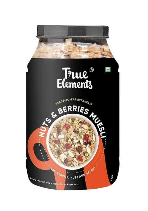 True Elements Fruit And Nuts Muesli 1Kg & True Elements Nuts & Berries Muesli 1Kg