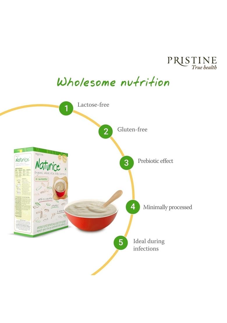 Pristine Naturice Baby Food 300G | Baby Cereal (6-24 Months) Organic Whole Rice | Infant Food