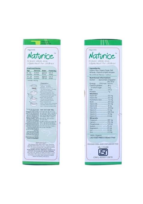 Pristine Naturice Baby Food 300G | Baby Cereal (6-24 Months) Organic Whole Rice | Infant Food