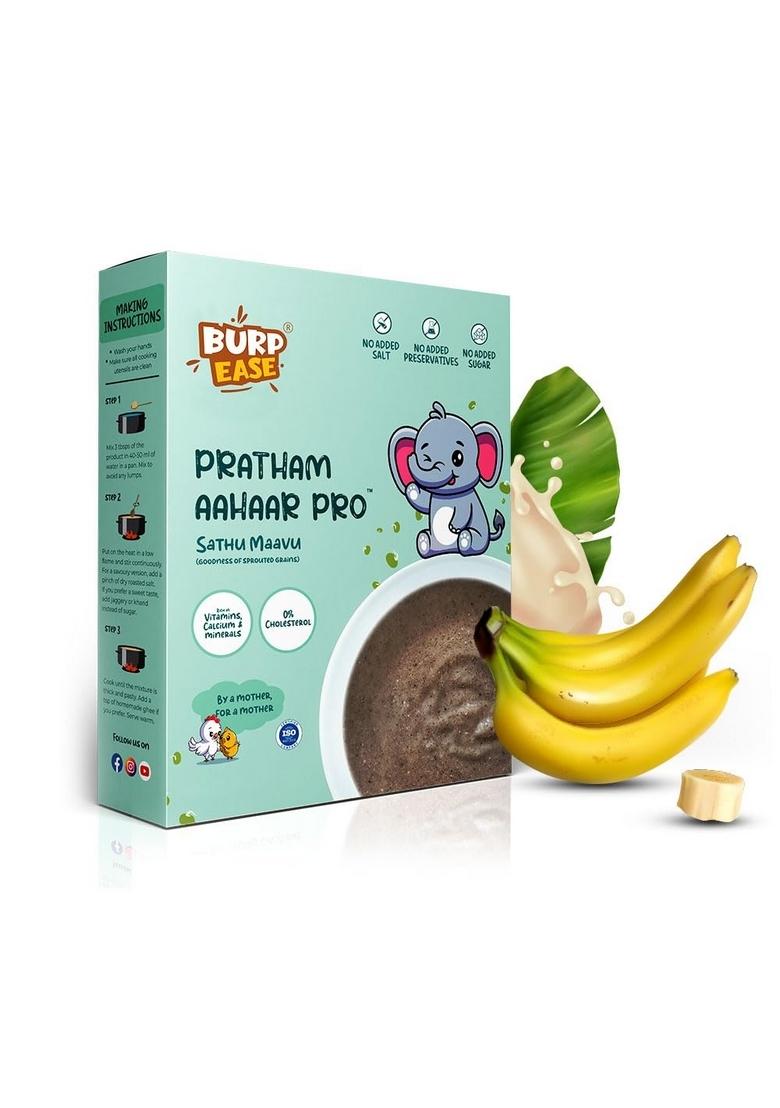 "Burpease Pratham Aahaar Pro Baby Food – Organic Sprouted Grains (Sattu Maavu) For Babies Above 6 Months | No Added Sugar, Nutrient-Rich, 400G" (400Gm, Banana)