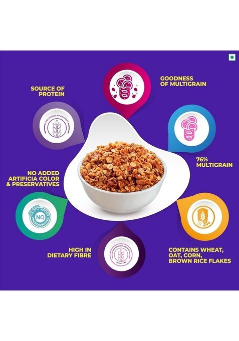 Kwality Muesli Fruit & Nut 75G | 72% Multi Grains | No Maida | Natural Source Of Vitamin & Iron | High In Protein & Fiber | Low Fat & Cholesterol | Healthy Food & Breakfast Cereal