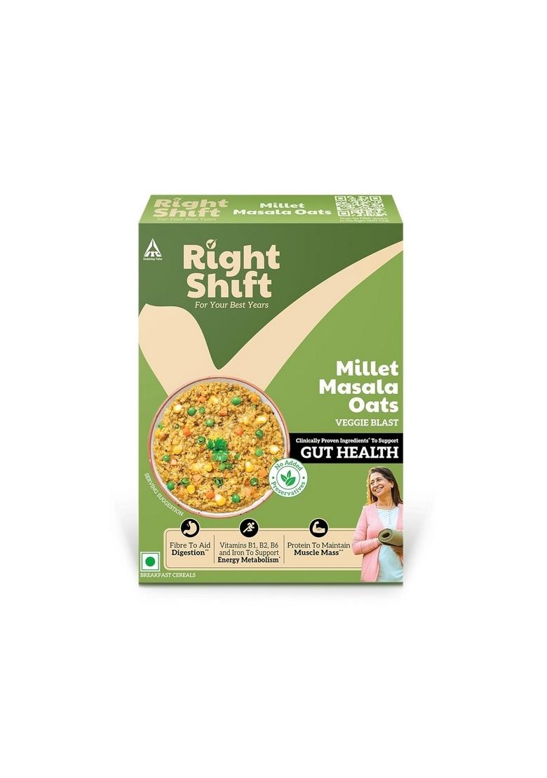 Right Shift High Protein Masala Oats, 6X Veggies & Millets, 240G | Ideal For Weight Loss, High Fibre | No Added Preservatives | Ready To Cook | Clinically Proven Ingredients For Gut Health