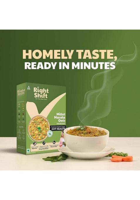 Right Shift High Protein Masala Oats, 6X Veggies & Millets, 240G | Ideal For Weight Loss, High Fibre | No Added Preservatives | Ready To Cook | Clinically Proven Ingredients For Gut Health