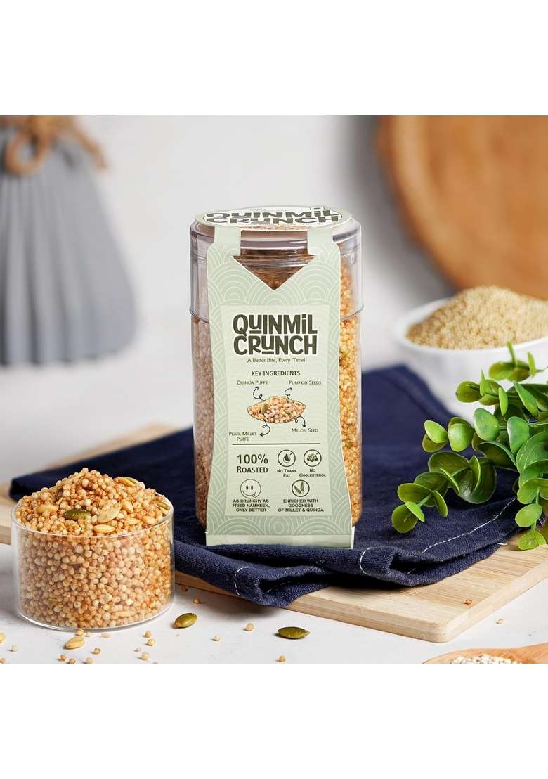 Chocovic Quinmil Crunch, Wholesome Snack Blend With Quinoa Puffs, Pearl Millet Puffs, Pumpkin And Melon Seeds - Indya