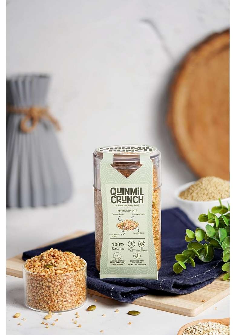 Chocovic Quinmil Crunch, Wholesome Snack Blend With Quinoa Puffs, Pearl Millet Puffs, Pumpkin And Melon Seeds - Indya