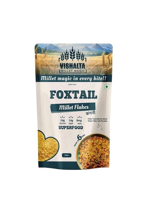 Vishalta Foxtail Millet Flakes 250 Gm - Natural Whole Grain - Kakum/Kangni Flakes High In Protein & Fibre Gluten Free Healthy Breakfast Cereal - Ideal For Poha, Upma & Snacks Dried Bajra Alternative