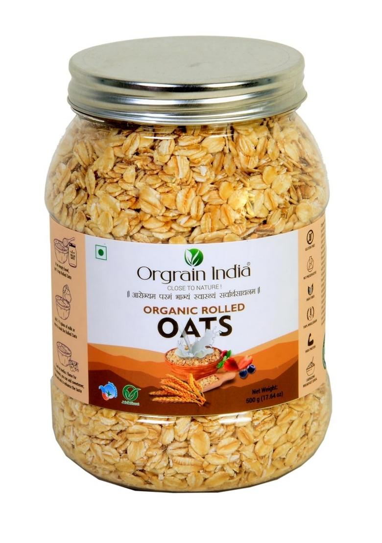 Orgrain India Organic Rolled Oats 500G | Gluten-Free Whole Grain Jumbo Oats For Healthy Breakfast | High Fibre & Protein | Ideal For Weight Management | No Powder | Great For Overnight Oats & Porridge