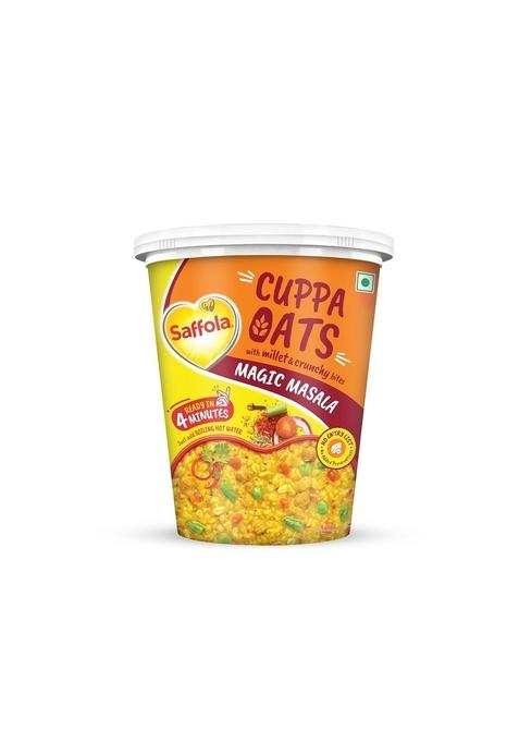 Saffola Cuppa Oats, Magic Masala | Tasty Mazedaar Snack | Just Add Hot Water | Goodness Of Jowar & Veggies | No Maida, No Added Preservatives | Helps Manage Weight | 52G