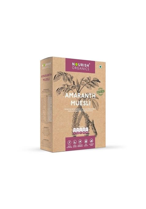 Nourish Organics Amaranth Muesli, Mild Sweet 280G Pack| Healthy And Nutritious Breakfast Cereals With Whole Nuts | No Refined Sugar | Clean Label