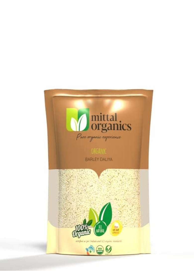 Mittal Organics Organic Barley Dalia (Jau Ka Daliya) – High Fiber & Protein-Rich Breakfast Cereal | 900G X 2 Pack | 100% Natural, Vegan & Preservative-Free | Healthy Whole Grain Superfood - Indya